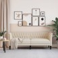vidaXL Chesterfield-Sofa 3-Sitzer Creme Stoff vidaXL Chesterfield-Sofa 3-Sitzer Creme Stoff
