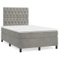 vidaXL Boxspringbett mit Matratze & LED Hellgrau 120x190 cm Samt vidaXL Boxspringbett mit Matratze & LED Hellgrau 120x190 cm Samt