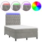 vidaXL Boxspringbett mit Matratze & LED Hellgrau 120x190 cm Samt vidaXL Boxspringbett mit Matratze & LED Hellgrau 120x190 cm Samt