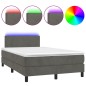 vidaXL Boxspringbett mit Matratze & LED Dunkelgrau 120x190 cm Samt vidaXL Boxspringbett mit Matratze & LED Dunkelgrau 120x190 cm Samt