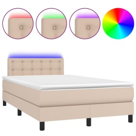 vidaXL Boxspringbett mit Matratze & LED Cappuccino-Braun 120x190 cm