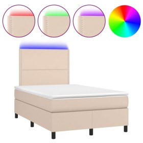 vidaXL Boxspringbett mit Matratze & LED Cappuccino-Braun 120x190 cm