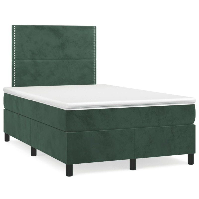 vidaXL Boxspringbett mit Matratze & LED Dunkelgrün 120x190 cm Samt vidaXL Boxspringbett mit Matratze & LED Dunkelgrün 120x190 cm Samt