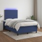 vidaXL Boxspringbett mit Matratze & LED Blau 120x190 cm Stoff vidaXL Boxspringbett mit Matratze & LED Blau 120x190 cm Stoff