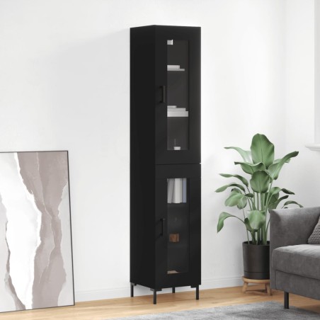 vidaXL Highboard Schwarz 34,5x34x180 cm Holzwerkstoff
