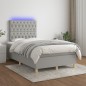 vidaXL Boxspringbett mit Matratze & LED Hellgrau 120x190 cm Stoff vidaXL Boxspringbett mit Matratze & LED Hellgrau 120x190 cm Stoff