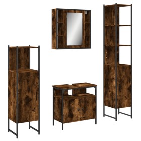 vidaXL 4-tlg. Badmöbel-Set Räuchereiche Holzwerkstoff