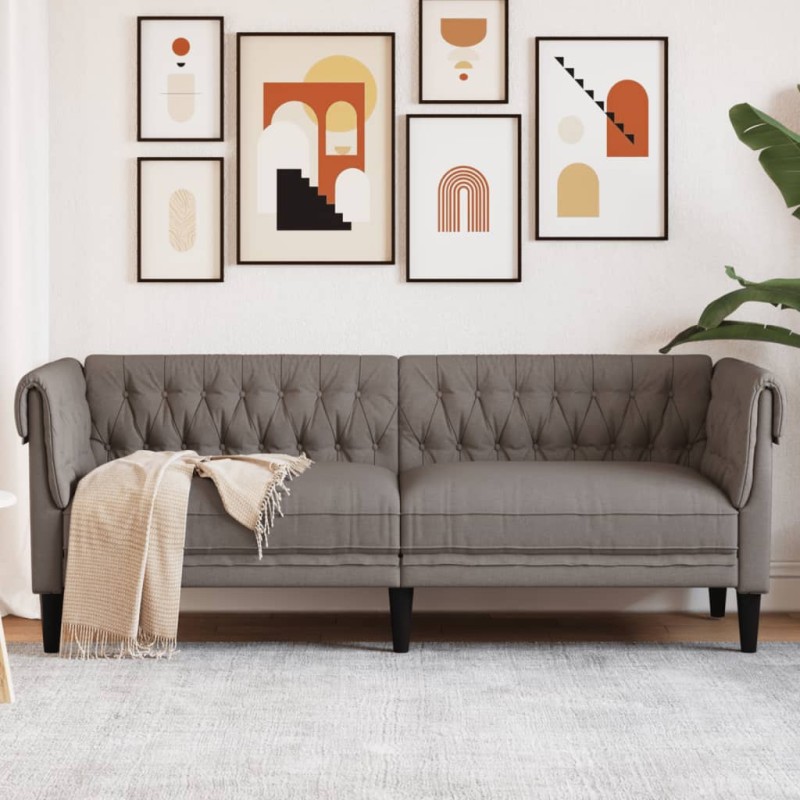 vidaXL Chesterfield-Sofa 3-Sitzer Taupe Stoff vidaXL Chesterfield-Sofa 3-Sitzer Taupe Stoff