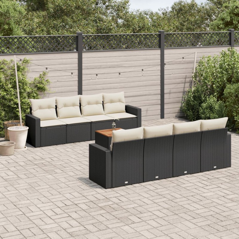 vidaXL 9-tlg. Garten-Sofagarnitur mit Kissen Schwarz Poly Rattan vidaXL 9-tlg. Garten-Sofagarnitur mit Kissen Schwarz Poly Rattan