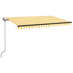 vidaXL Automatische Markise mit LED & Windsensor 450x350 cm Gelb/Weiß