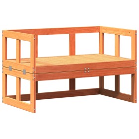 vidaXL 2-in-1 Gartensofa Verlängerbar Wachsbraun Massivholz Kiefer