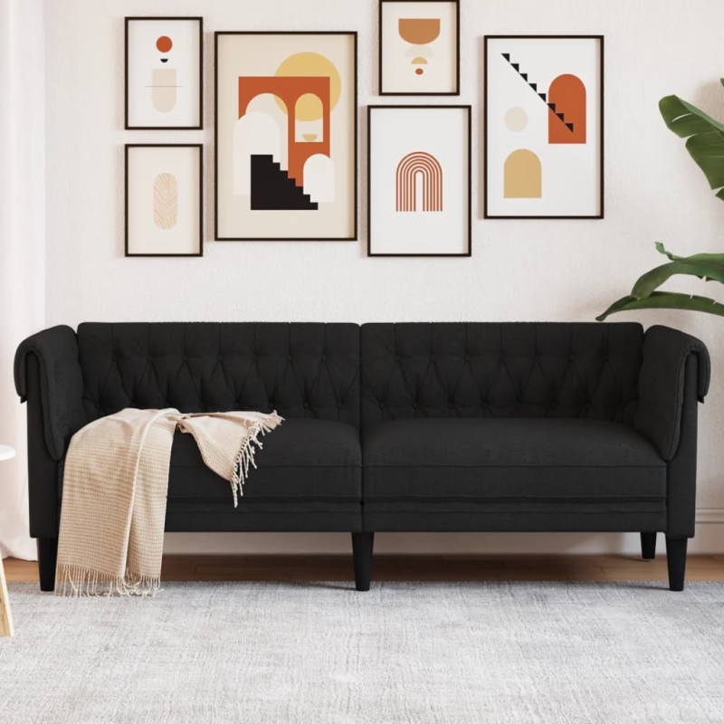 vidaXL Chesterfield-Sofa 3-Sitzer Schwarz Stoff vidaXL Chesterfield-Sofa 3-Sitzer Schwarz Stoff