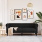 vidaXL Chesterfield-Sofa 3-Sitzer Schwarz Stoff vidaXL Chesterfield-Sofa 3-Sitzer Schwarz Stoff