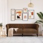 vidaXL Chesterfield-Sofa 3-Sitzer Braun Stoff vidaXL Chesterfield-Sofa 3-Sitzer Braun Stoff