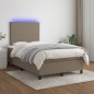 vidaXL Boxspringbett mit Matratze & LED Taupe 120x190 cm Stoff vidaXL Boxspringbett mit Matratze & LED Taupe 120x190 cm Stoff