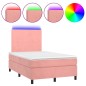 vidaXL Boxspringbett mit Matratze & LED Rosa 120x190 cm Samt vidaXL Boxspringbett mit Matratze & LED Rosa 120x190 cm Samt
