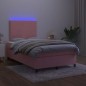 vidaXL Boxspringbett mit Matratze & LED Rosa 120x190 cm Samt vidaXL Boxspringbett mit Matratze & LED Rosa 120x190 cm Samt