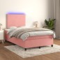 vidaXL Boxspringbett mit Matratze & LED Rosa 120x190 cm Samt vidaXL Boxspringbett mit Matratze & LED Rosa 120x190 cm Samt