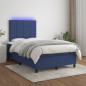 vidaXL Boxspringbett mit Matratze & LED Blau 120x190 cm Stoff vidaXL Boxspringbett mit Matratze & LED Blau 120x190 cm Stoff
