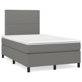 vidaXL Boxspringbett mit Matratze & LED Dunkelgrau 120x190 cm Stoff