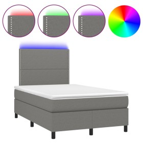 vidaXL Boxspringbett mit Matratze & LED Dunkelgrau 120x190 cm Stoff