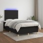 vidaXL Boxspringbett mit Matratze & LED Schwarz 120x190 cm Stoff vidaXL Boxspringbett mit Matratze & LED Schwarz 120x190 cm Stoff