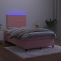 vidaXL Boxspringbett mit Matratze & LED Rosa 120x190 cm Samt vidaXL Boxspringbett mit Matratze & LED Rosa 120x190 cm Samt