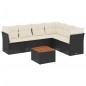vidaXL 7-tlg. Garten-Sofagarnitur mit Kissen Schwarz Poly Rattan