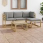5-tlg. Garten-Lounge-Set mit Grauen Kissen