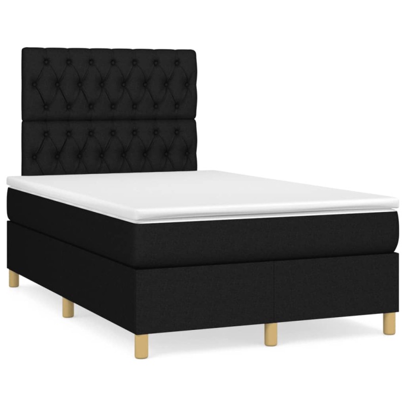 vidaXL Boxspringbett mit Matratze & LED Schwarz 120x190 cm Stoff vidaXL Boxspringbett mit Matratze & LED Schwarz 120x190 cm Stoff