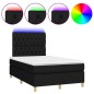 vidaXL Boxspringbett mit Matratze & LED Schwarz 120x190 cm Stoff vidaXL Boxspringbett mit Matratze & LED Schwarz 120x190 cm Stoff