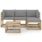 5-tlg. Garten-Lounge-Set mit Grauen Kissen