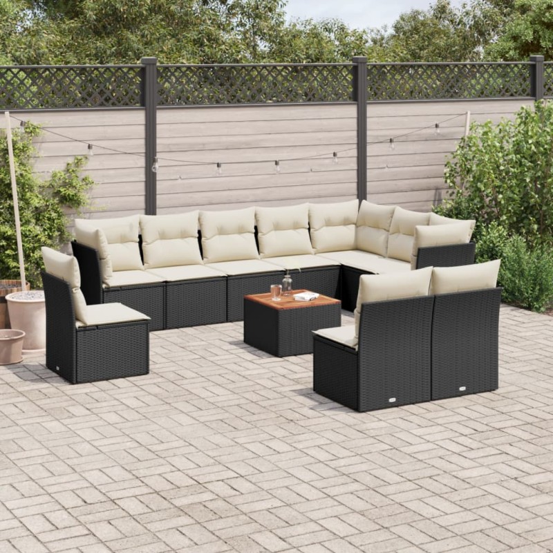 vidaXL 11-tlg. Garten-Sofagarnitur mit Kissen Schwarz Poly Rattan vidaXL 11-tlg. Garten-Sofagarnitur mit Kissen Schwarz Poly Rattan