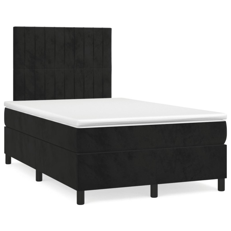 vidaXL Boxspringbett mit Matratze & LED Schwarz 120x190 cm Samt vidaXL Boxspringbett mit Matratze & LED Schwarz 120x190 cm Samt