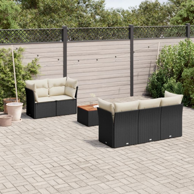 vidaXL 6-tlg. Garten-Sofagarnitur mit Kissen Schwarz Poly Rattan vidaXL 6-tlg. Garten-Sofagarnitur mit Kissen Schwarz Poly Rattan