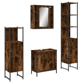 vidaXL 4-tlg. Badmöbel-Set Räuchereiche Holzwerkstoff