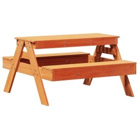 vidaXL Picknicktisch für Kinder Wachsbraun 88x97x52 cm Massivholz