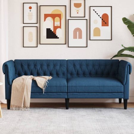 vidaXL Chesterfield-Sofa 3-Sitzer Blau Stoff