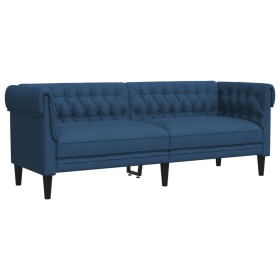 vidaXL Chesterfield-Sofa 3-Sitzer Blau Stoff