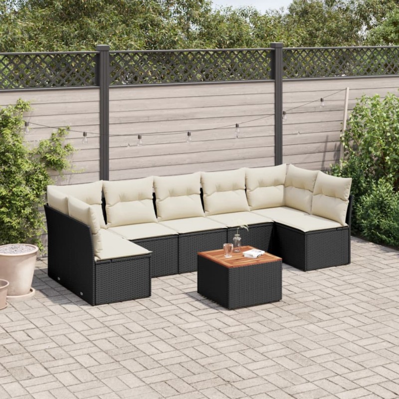 vidaXL 8-tlg. Garten-Sofagarnitur mit Kissen Schwarz Poly Rattan vidaXL 8-tlg. Garten-Sofagarnitur mit Kissen Schwarz Poly Rattan