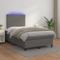 vidaXL Boxspringbett mit Matratze & LED Grau 120x190 cm Kunstleder vidaXL Boxspringbett mit Matratze & LED Grau 120x190 cm Kunstleder