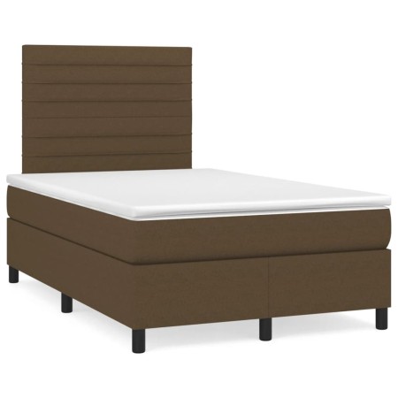 vidaXL Boxspringbett mit Matratze & LED Dunkelbraun 120x190 cm Stoff