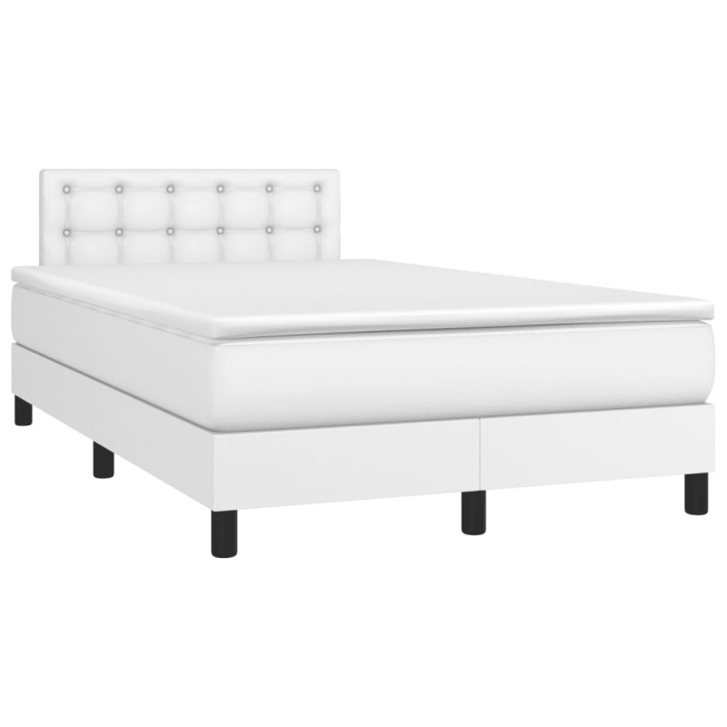 vidaXL Boxspringbett mit Matratze & LED Weiß 120x190 cm Kunstleder vidaXL Boxspringbett mit Matratze & LED Weiß 120x190 cm Kunstleder