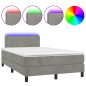 vidaXL Boxspringbett mit Matratze & LED Hellgrau 120x190 cm Samt vidaXL Boxspringbett mit Matratze & LED Hellgrau 120x190 cm Samt