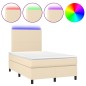 vidaXL Boxspringbett mit Matratze & LED Creme 120x190 cm Stoff vidaXL Boxspringbett mit Matratze & LED Creme 120x190 cm Stoff