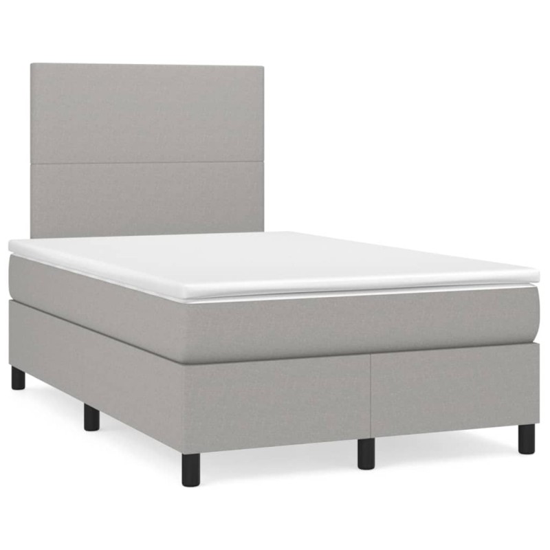 vidaXL Boxspringbett mit Matratze & LED Hellgrau 120x190 cm Stoff vidaXL Boxspringbett mit Matratze & LED Hellgrau 120x190 cm Stoff