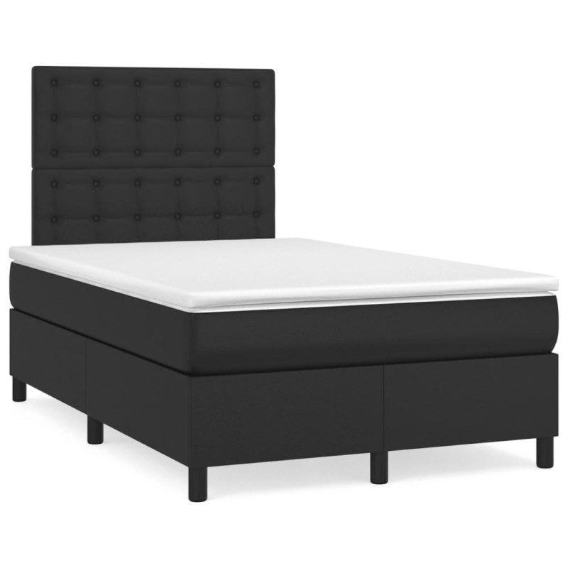 vidaXL Boxspringbett mit Matratze & LED Schwarz 120x190 cm Kunstleder vidaXL Boxspringbett mit Matratze & LED Schwarz 120x190 cm Kunstleder