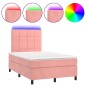 vidaXL Boxspringbett mit Matratze & LED Rosa 120x190 cm Samt vidaXL Boxspringbett mit Matratze & LED Rosa 120x190 cm Samt