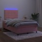 vidaXL Boxspringbett mit Matratze & LED Rosa 120x190 cm Samt vidaXL Boxspringbett mit Matratze & LED Rosa 120x190 cm Samt