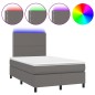 vidaXL Boxspringbett mit Matratze & LED Grau 120x190 cm Kunstleder vidaXL Boxspringbett mit Matratze & LED Grau 120x190 cm Kunstleder